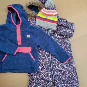 Little kid snow suit with sweater and hat 4T